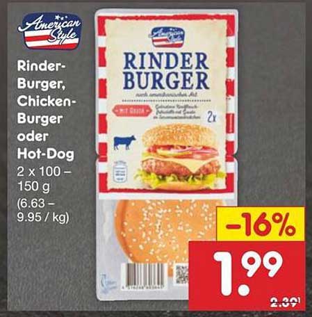 Rinder-Burger, Chicken-Burger oder Hot-Dog