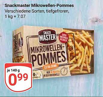 Snackmaster Mikrowellen-Pommes - Verschiedene Sorten, tiefgefroren
