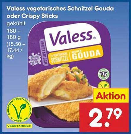 Valess vegetarisches Schnitzel Gouda oder Crispy Sticks