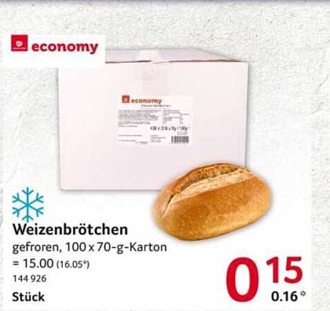Weizenbrötchen gefroren, 100 x 70-g-Karton