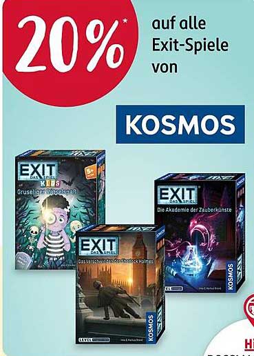 20% Rabatt auf alle Exit-Spiele von KOSMOS