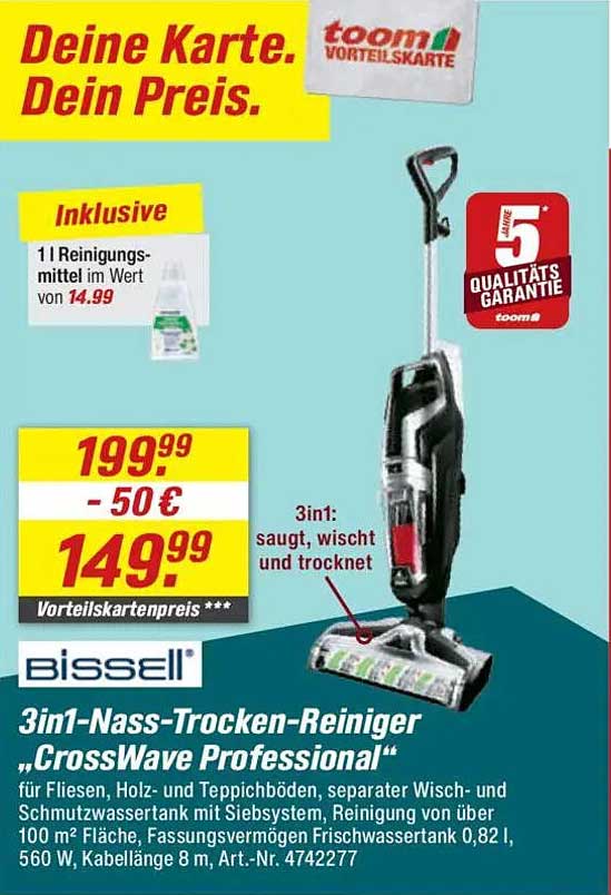 3in1-Nass-Trocken-Reiniger "CrossWave Professional" von Bissell