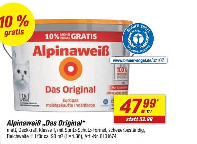 Alpinaweiß „Das Original“ - 10% mehr Inhalt gratis