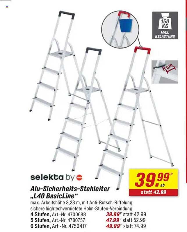 Alu-Sicherheits-Stehleiter „L40 BasicLine“