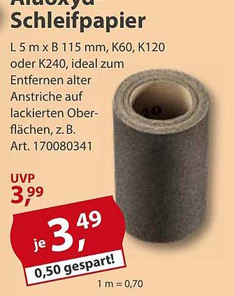 Aludoxyl Schleifpapier 5 m x B 115 mm, K60, K120 oder K240