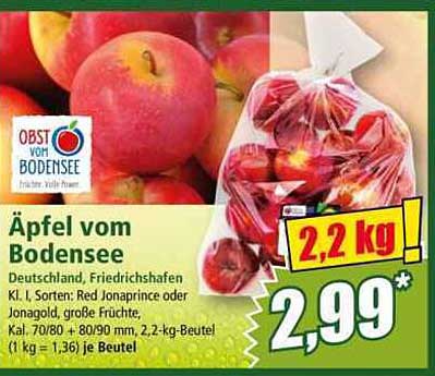 Äpfel vom Bodensee - 2,2 kg Beutel für nur 2,99 €!