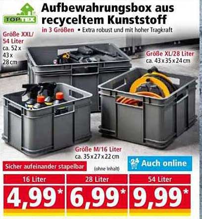 Aufbewahrungsbox aus recyceltem Kunststoff - Extra robust und in drei Größen verfügbar