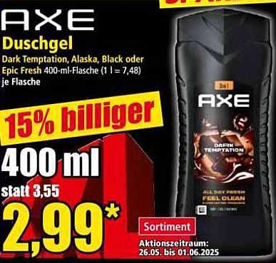 AXE Duschgel Dark Temptation, Alaska, Black oder Epic Fresh 400 ml