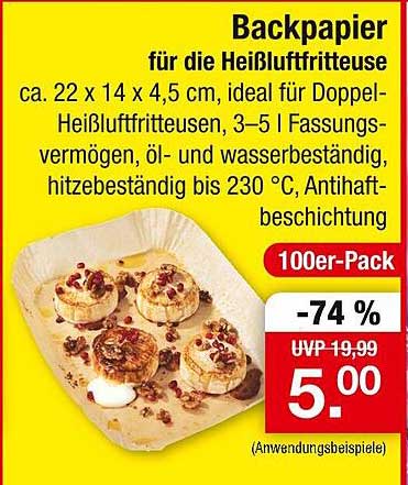 Backpapier für die Heißluftfritteuse 100er-Pack