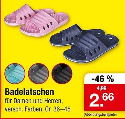 Badelatschen für Damen und Herren, versch. Farben, Gr. 36–45