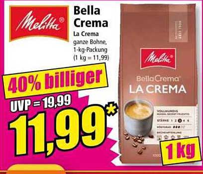 Bella Crema La Crema ganze Bohne, 1-kg-Packung