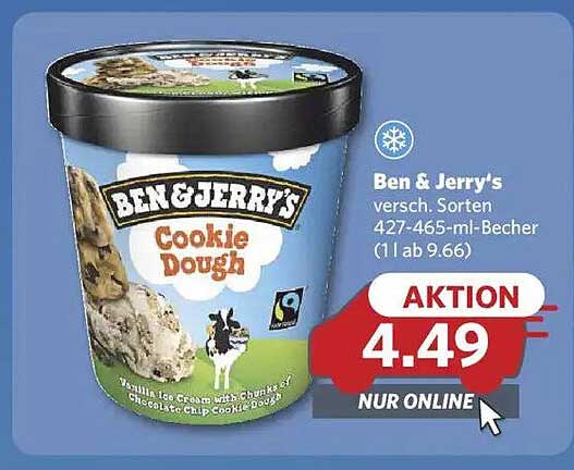 Ben & Jerry's Cookie Dough Ice Cream 427-465 ml Becher