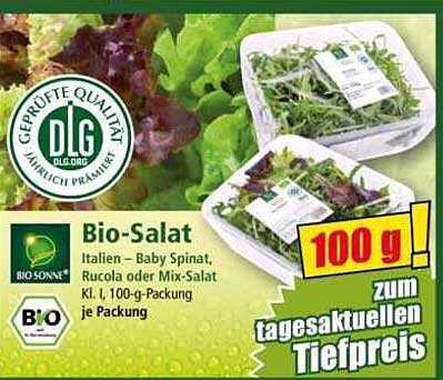 Bio-Salat - Italien – Baby Spinat, Rucola oder Mix-Salat