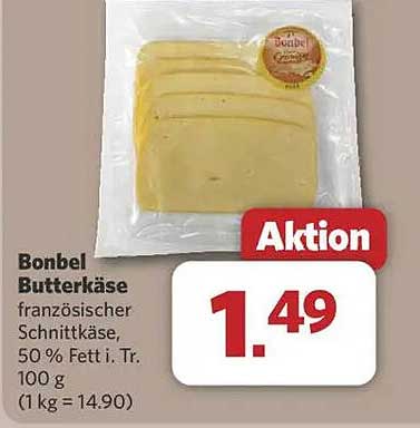 Bonbel Butterkäse französischer Schnittkäse, 50 % Fett i. Tr. 100 g