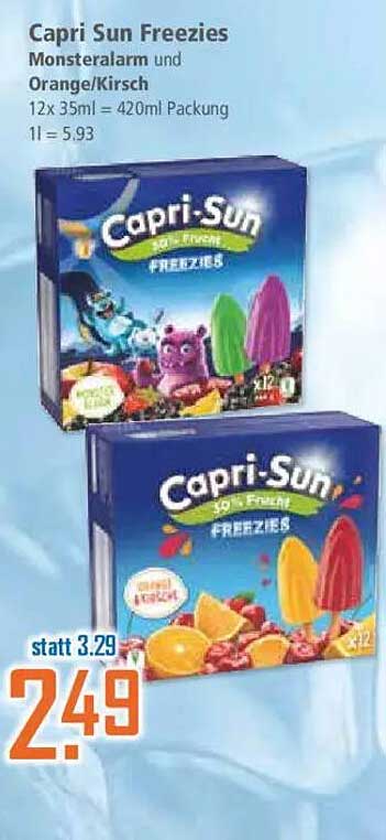 Capri Sun Freezies Monsteralarm und Orange/Kirsch