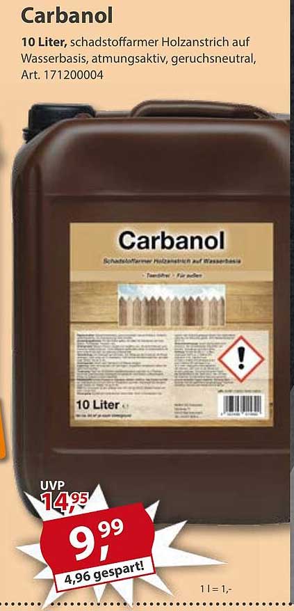 Carbanol - Schadstoffarmer Holzschutz auf Wasserbasis, 10 Liter