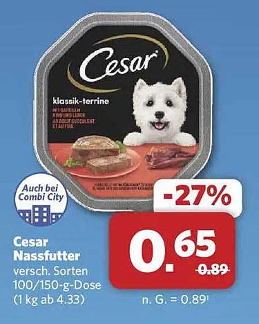 Cesar Nassfutter verschieden Sorten 100/150-g-Dose