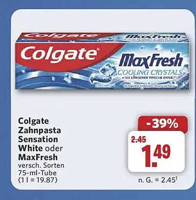 Colgate Zahnpasta Sensation White oder MaxFresh 75 ml