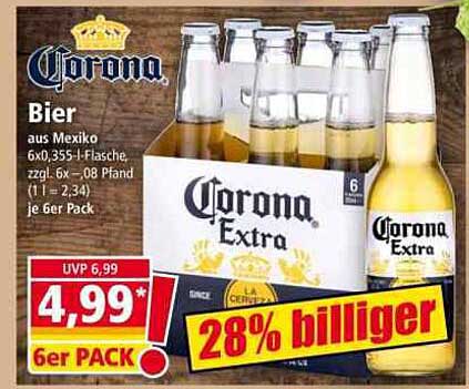 Corona Extra Bier 6er Pack (355ml Flasche)