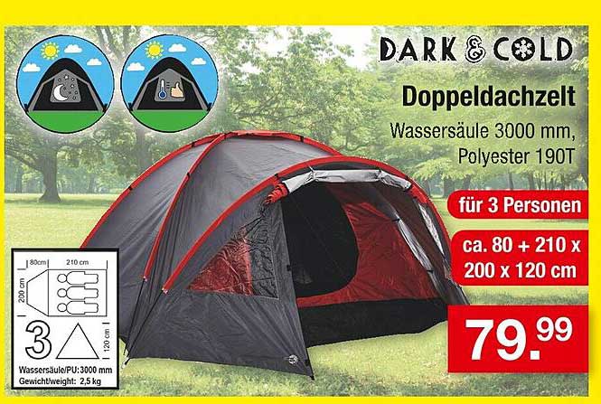 Doppeldachzelt DARK & COLD für 3 Personen