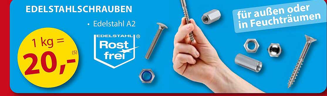 Edelstahlschrauben A2 - Rostfrei für außen oder in Feuchträumen