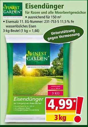 Eisendünger für Rasen und alle Moorbeetgewächse – 3 kg Beutel