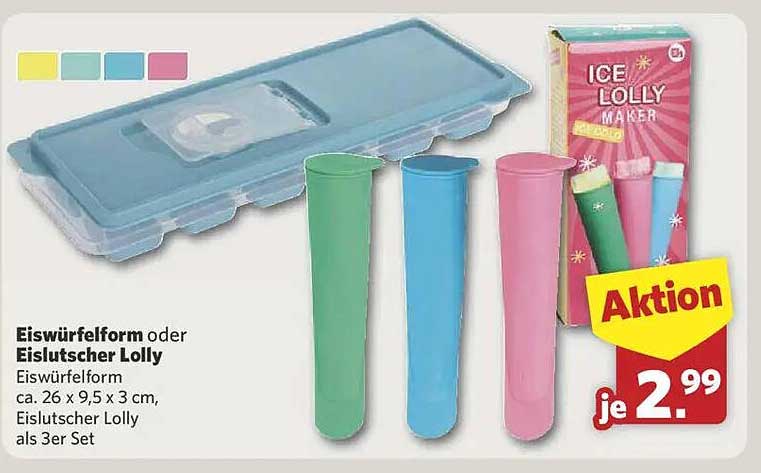 Eiswürfelform oder Eislütscher Lolly als 3er Set