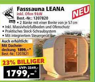 Fasssauna LEANA inkl. Ofen 9 kW