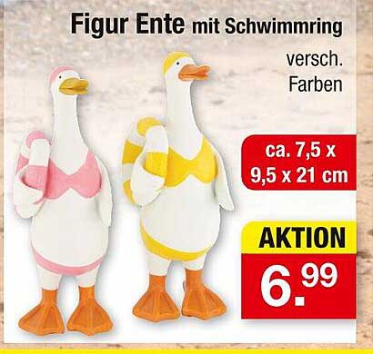 Figur Ente mit Schwimmring - Versch. Farben
