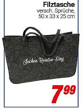 Filztasche mit verschiedenen Sprüchen, 50 x 33 x 25 cm