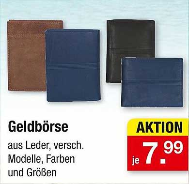 Geldbörse aus Leder, versch. Modelle, Farben und Größen