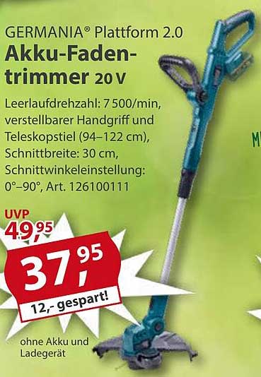 GERMANIA® Plattform 2.0 Akku-Fadentrimmer 20 V