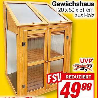 Gewächshaus 120 x 69 x 51 cm, aus Holz