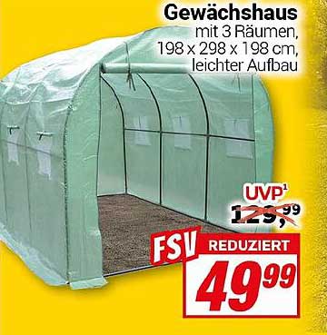 Gewächshaus mit 3 Räumen, 198 x 298 x 198 cm, leichter Aufbau