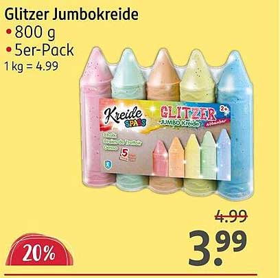 Glitzer Jumbo-Kreide 800 g - 5er-Pack