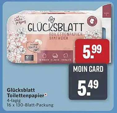 Glücksbblatt Toilettenpapier 4-lagig - 16 x 130-Blatt-Packung