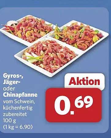 Gyros-, Jäger- oder Chinapfanne vom Schwein, küchenfertig zubereitet, 100 g