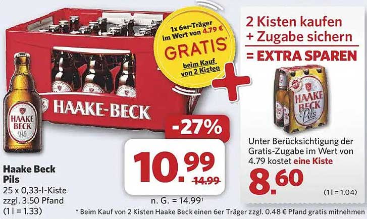 Haake Beck Pils - 2 Kisten kaufen und Gratis-Träger sichern!