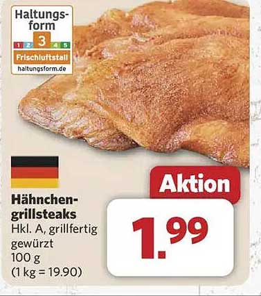 Hähnchen-Grillsteaks Hkl. A, grillfertig gewürzt 100 g