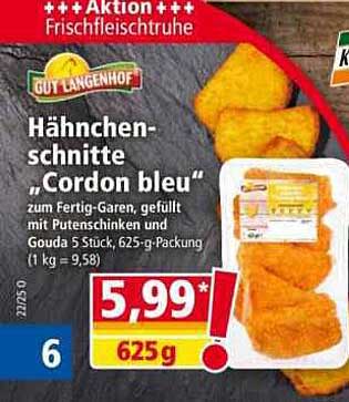 Hähnchenschnitte 'Cordon bleu' zum Fertig-Garen