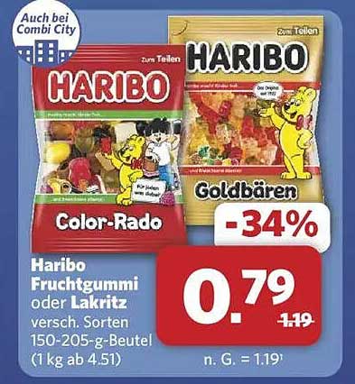Haribo Fruchtgummi oder Lakritz - verschiedene Sorten