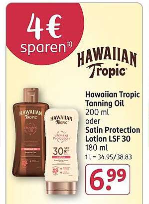 Hawaiian Tropic Tanning Oil 200 ml oder Satin Protection Lotion LSF 30 180 ml