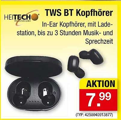 HEITECH TWS BT Kopfhörer mit Ladestation