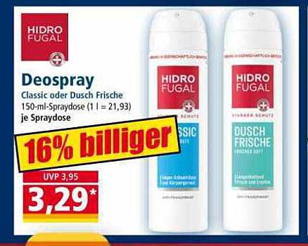 HIDRO FUGAL Deospray Classic oder Dusch Frische 150-ml-Spraydose