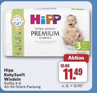 Hipp BabySanft Windeln Größe 3-6 40-54 Stück-Packung