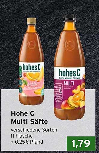 Hohe C Multi Säfte verschiedene Sorten 1l Flasche + 0,25 € Pfand