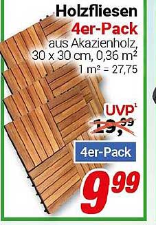 Holzfliesen 4er-Pack aus Akazienholz