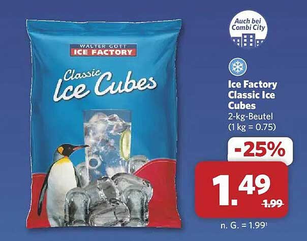 Ice Factory Classic Ice Cubes 2-kg-Beutel