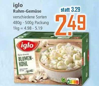 iglo Rahm-Gemüse verschiedene Sorten 480g-500g Packung