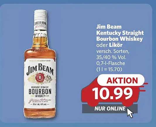 Jim Beam Kentucky Straight Bourbon Whiskey oder Likör, 0,7 l-Flasche